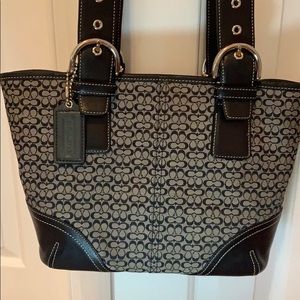 Coach signature canvas/leather medium black tote